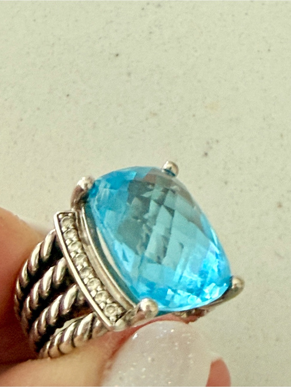David Yurman Wheaton Blue Topaz Ring 5 1/2 - Picture 15 of 16